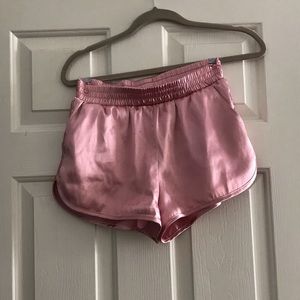 Pink satin shorts